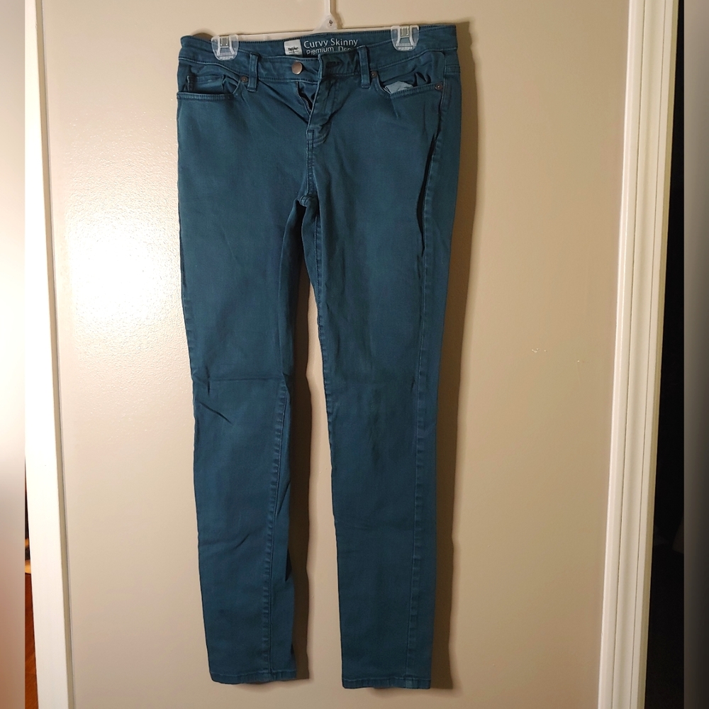 Teal colored jeans